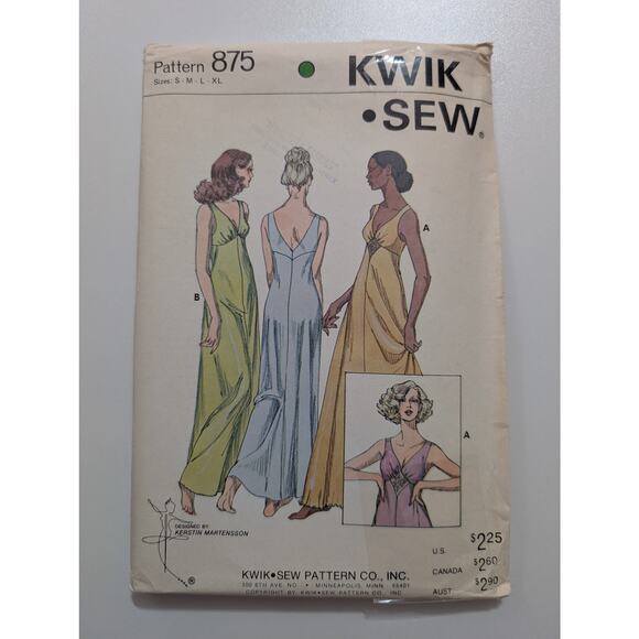 Kwik Sew 875 Vintage Dress or Night Gown Sizes S M L XL - Picture 1 of 3